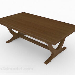 Modelo 3D de móveis de mesa de jantar minimalista de madeira