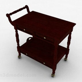 Vintage Wooden Mobile Dining Table 3d model