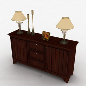 Brown Wooden Office Cabinet 3d model