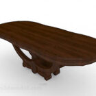 Brown Wooden Oval Dining Table