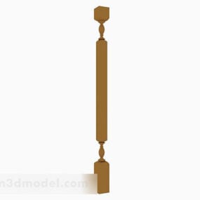 Brown Wooden Pillar Column 3d model