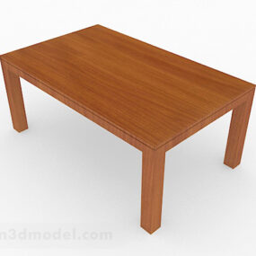 Brown Wooden Rectangular Dining Table Furniture 3d model