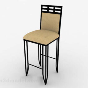 Brown Wooden Simple Bar Chair 3d model