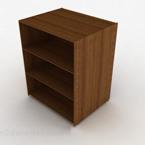 Brown Wooden Simple Bedside Table 3d model