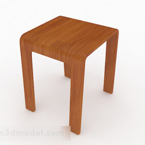Brown Wood Square Lounge Chair 3d model