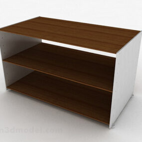 Brown Wooden Simple Shoe Cabinet 3d model