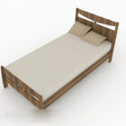 Коричневая деревянная простая односпальная кровать