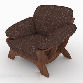 3д модель коричневой деревянной одноместной мебели для дивана