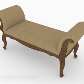 Brown Wooden Sofa Bench Furniture 3d model