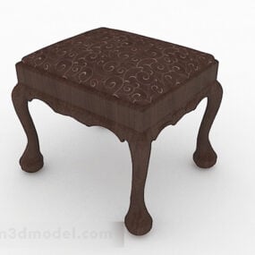 茶色の木製ソファスツール家具デザイン3Dモデル