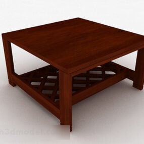Brown Wooden Square Coffee Table 3d model