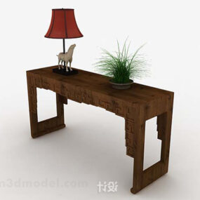 طاولة خشبية بنية اللون موديل 3D