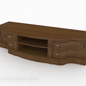 Brown Wooden Tv Cabinet 3d model