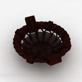 Corbeille de fruits tressée marron modèle 3D