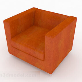 3д модель коричнево-желтого простого односпального дивана
