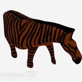 棕色斑马雕刻装饰品3d模型