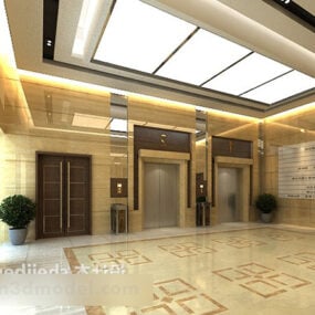 مدل سه بعدی داخلی سالن آسانسور ساختمان