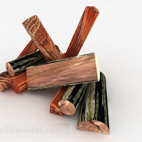 燃える乾いた薪の山3Dモデル