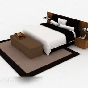 Modelo 3d de cama de casal de hotel de negócios