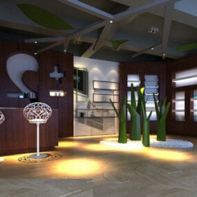 Interior de sala de exposición de negocios modelo 3d