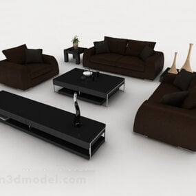نموذج تجاري بسيط للأريكة ذات اللون البني الداكن ثلاثي الأبعاد