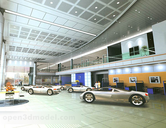 Car Showroom Interior 3D Model - .Max, .Vray - Open3Dmodel