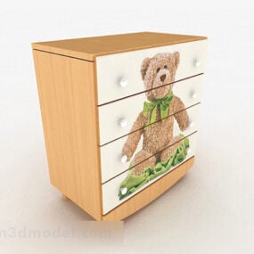 Cartoon Teddy Bear Home Bedside Table 3d model