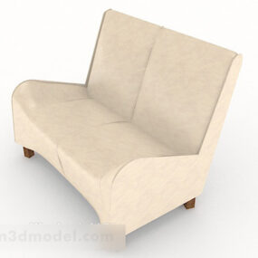 休闲米色白色双人沙发3d模型