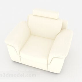 Casual Beige White Home Simple Single Sofa 3d model