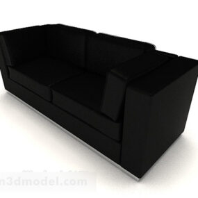 Casual Black Minimalist Double Sofa 3d-modell