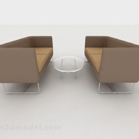 Casual brun bord og stol 3d-model