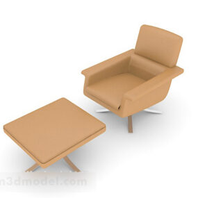 Casual Minimalistic Yellow Brown Chair 3d model
