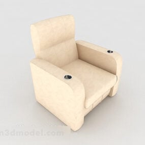 3д модель повседневного простого светло-желтого односпального дивана