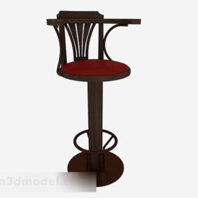 Casual Wooden Brown Bar Chair 3d model