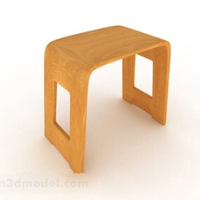 Casual Yellow Wooden Stool 3d model