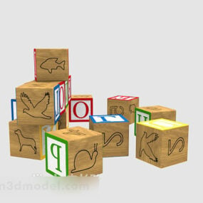 مكعبات خشبية للأطفال الصغار نموذج ثلاثي الأبعاد