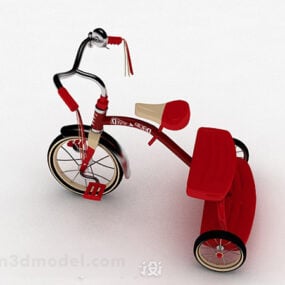 دوچرخه سه چرخه قرمز کودکانه مدل سه بعدی