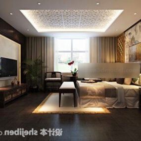 Modelo 3D de decoração de teto de quarto de hotel chinês