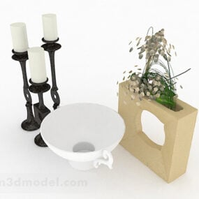 Chinese Black Combination Home Candlestick 3d model