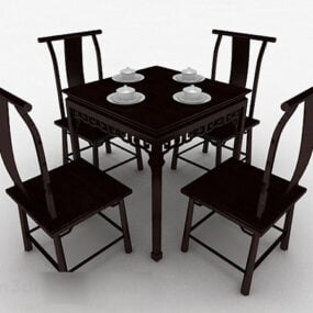Kiinalainen ruokapöytä ja tuoli 3d-malli