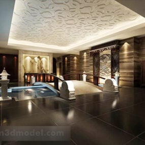 Chiński wystrój sufitu w holu domowym Model 3D