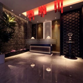 Modello 3d interno dell'hotel cinese