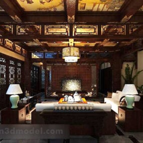 Chinese Living Room Ceiling Interior 3d model