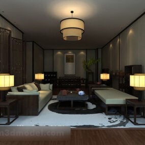 Chinese Living Room Screen Interior 3d model