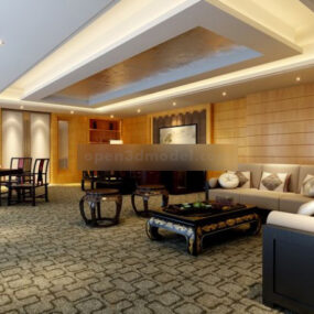 Salón chino Muebles clásicos Interior Modelo 3d