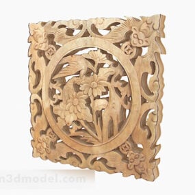 Chinese Wood Carved Panel 3d model