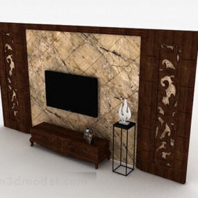 Chinese Wooden Carved Tv Cabinet 3d model