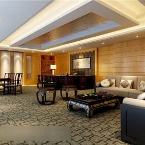 Kinesisk kontormøbler interiør 3d-modell