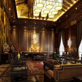 Chinese Restaurant Lobby Interior 3d model