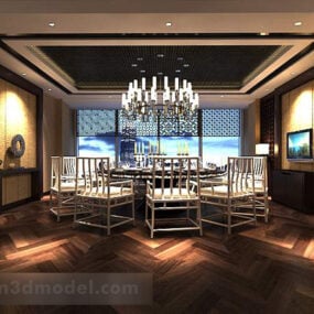 3д модель интерьера отдельной комнаты китайского ресторана